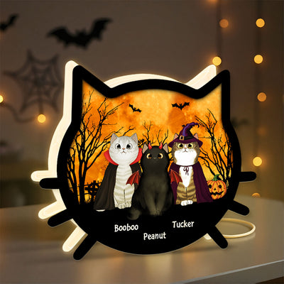 Spooky Halloween Theme Cat Face - Personalized Light Box
