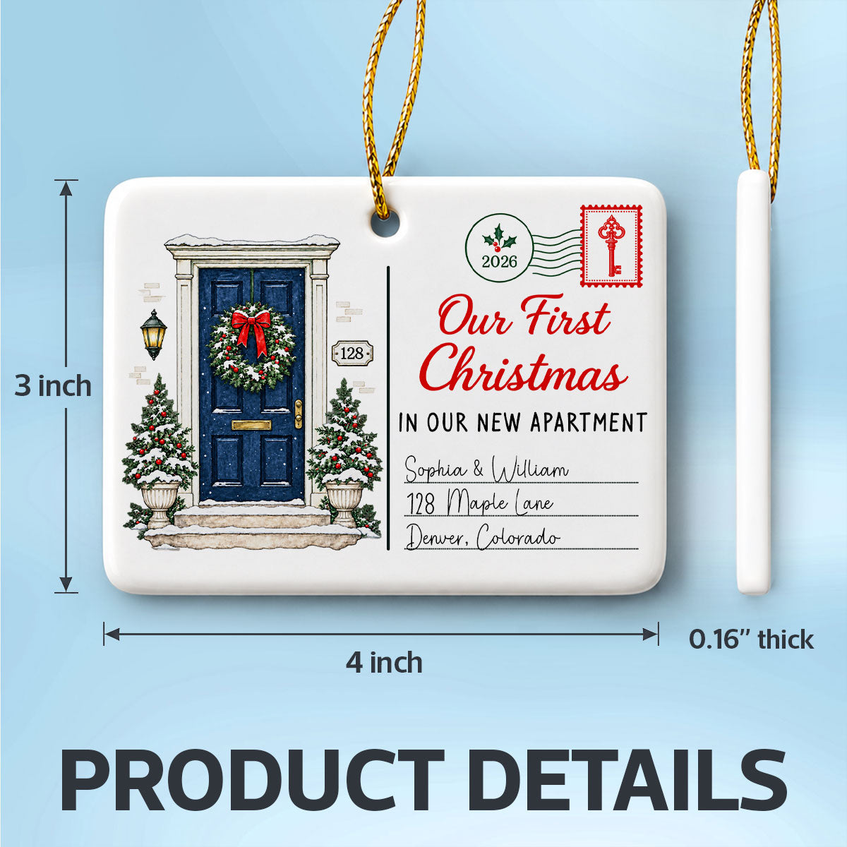First Christmas In New Home - Personalized Ceramic Ornament – New Home Keepsake, Housewarming Gift for Couple