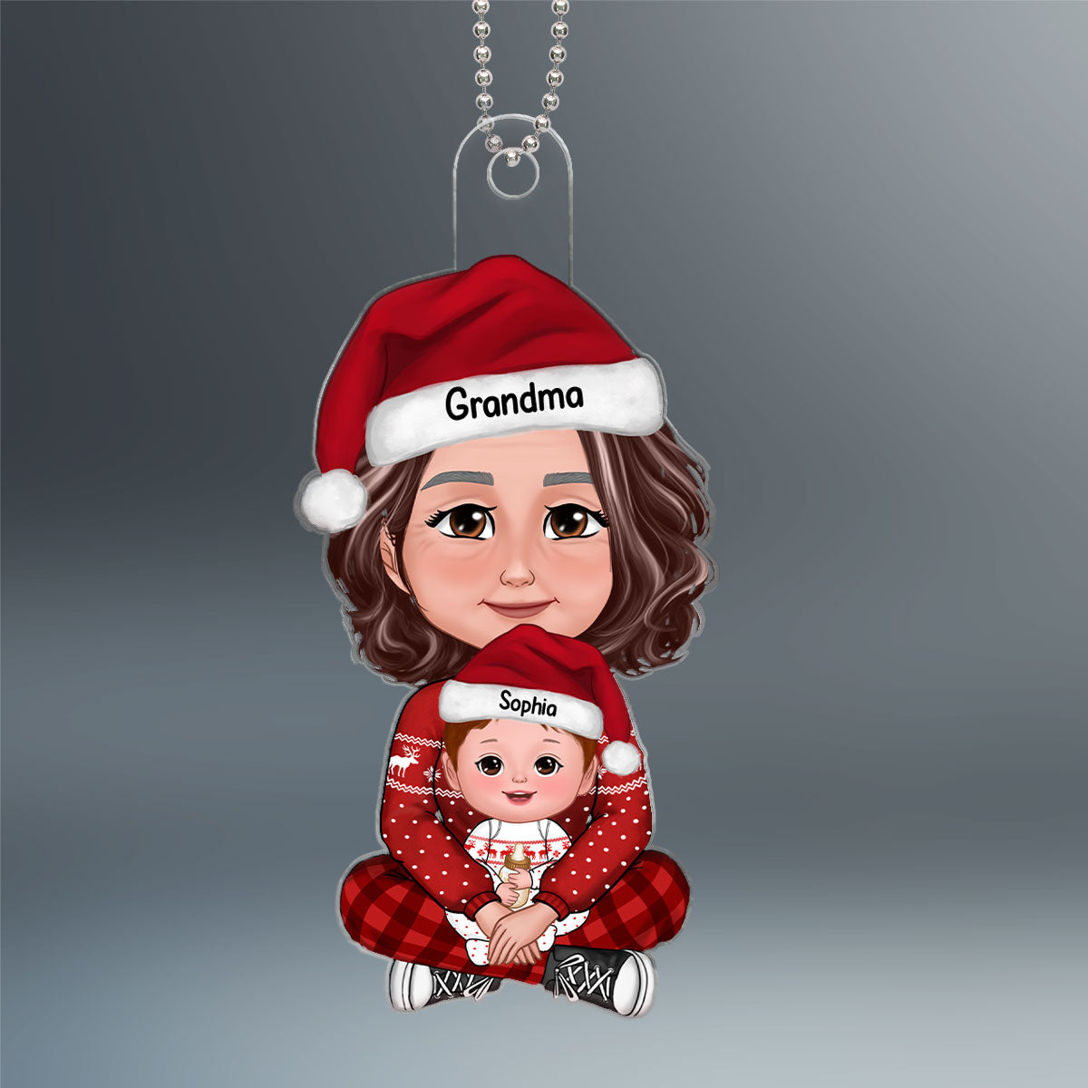 Baby Sitting In Grandma Mom Lap Crossed Leg Christmas Gift Personalized Acrylic Ornament-Baby's First Christmas-Personalized Gift For Grandma