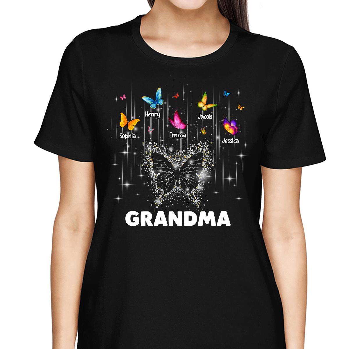 Twinkle Butterflies Mom Grandma Personalized Shirt
