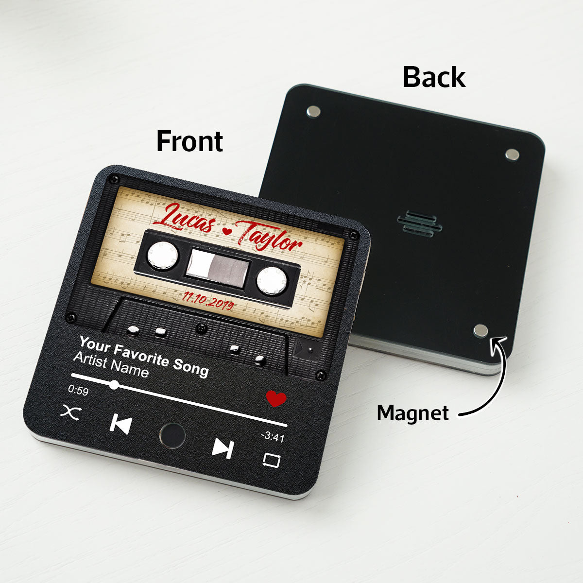 Retro Black Cassette Tape Personalized Music Fridge Magnet, Anniversary  Gift For Him, For Her, For The Couple