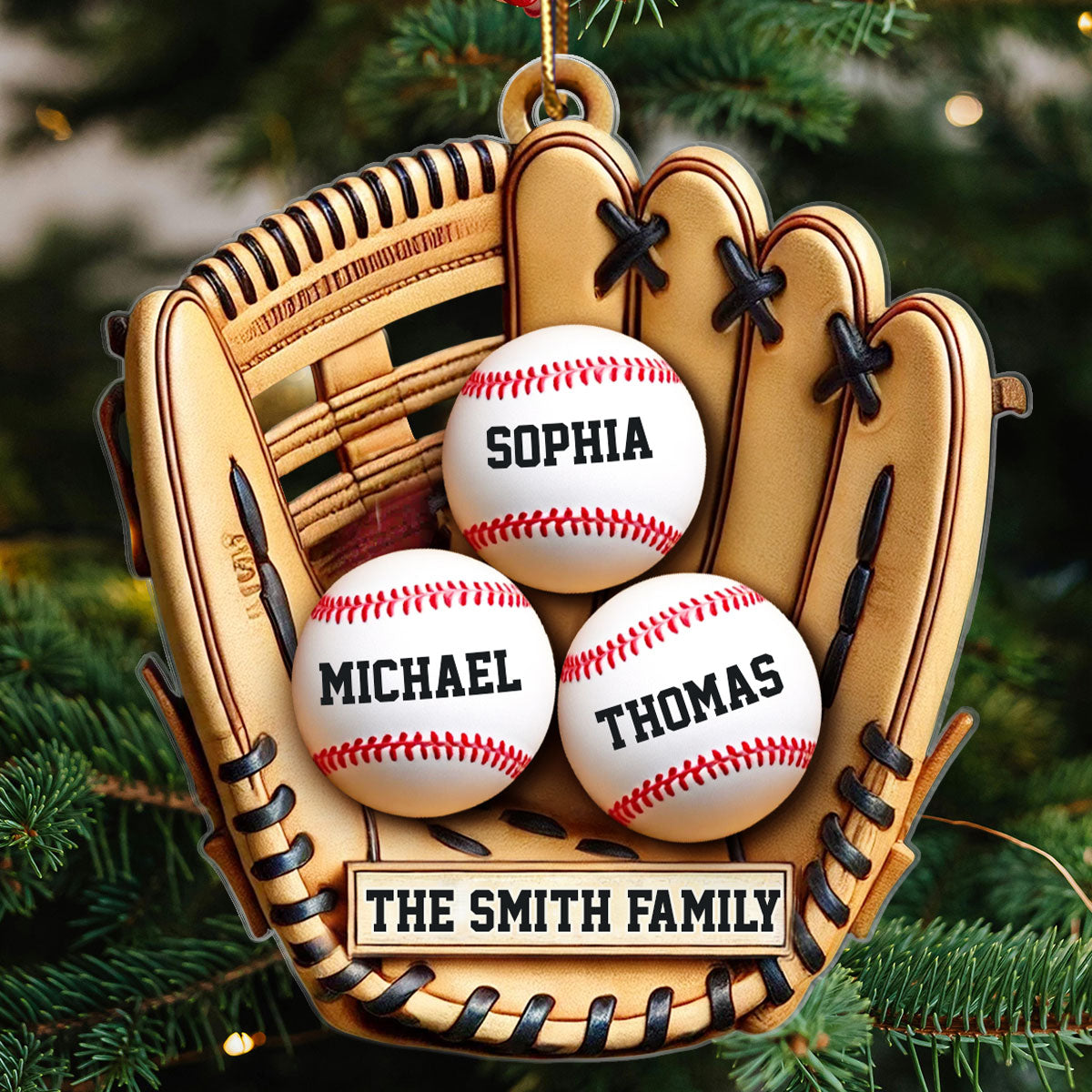 Baseball Family Glove 3D Effect Sport Lover Personalized Acrylic Ornament