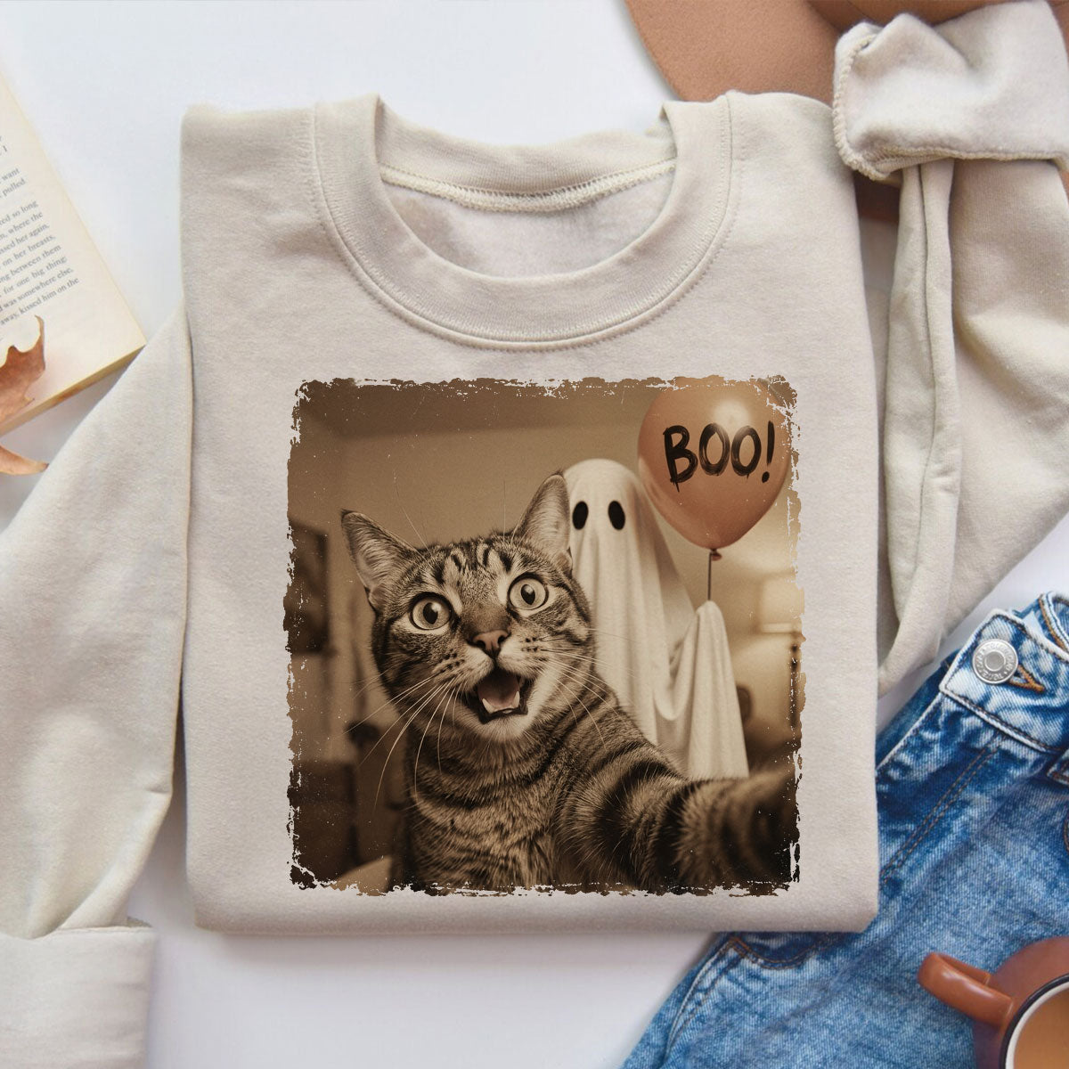 Custom Dog Photo Halloween - Personalized Shirt - Trendy Vintage Spooky Tee for Dog Moms