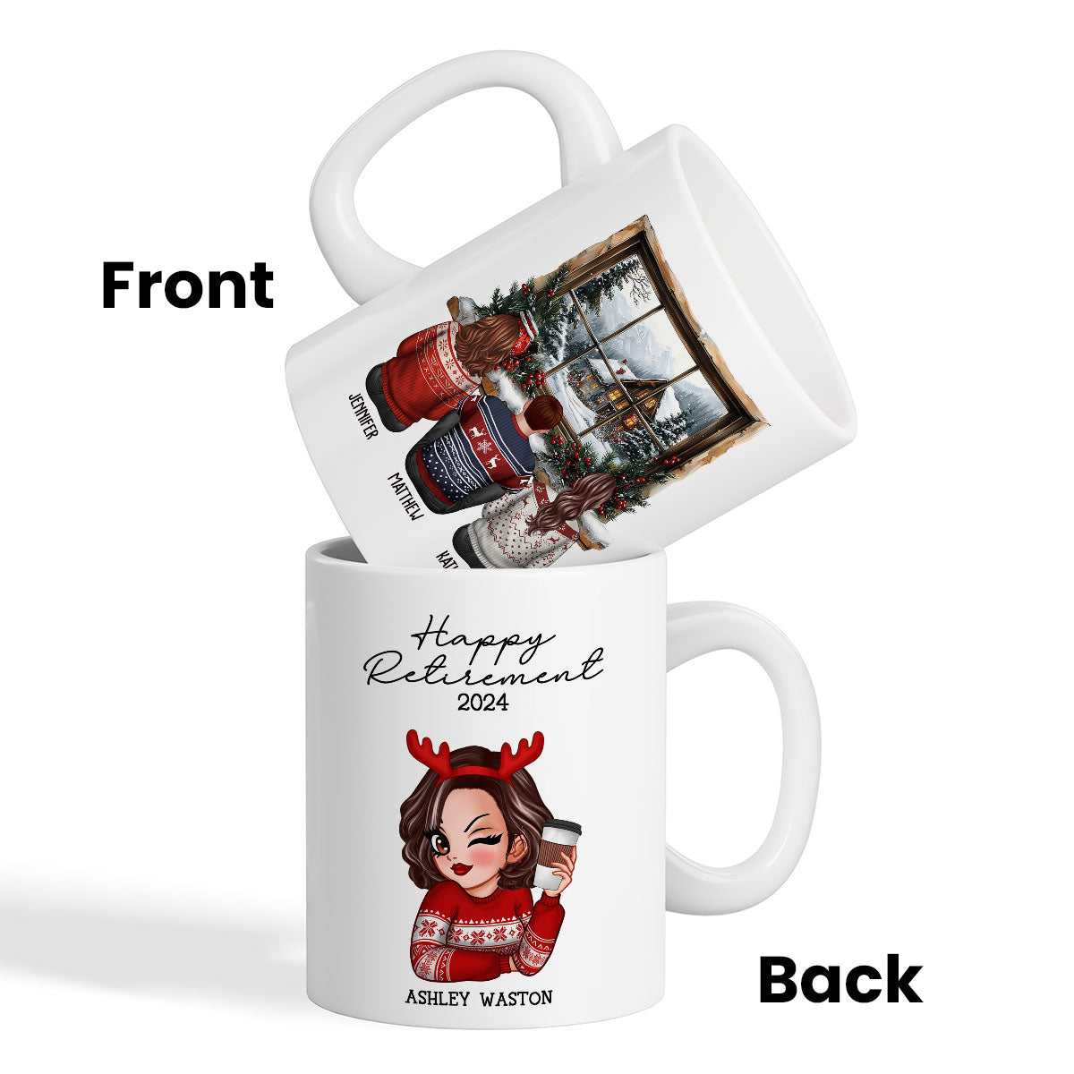 Brother Sisters Sitting By The Window Personalized Mug, Christmas Gift for Siblings
