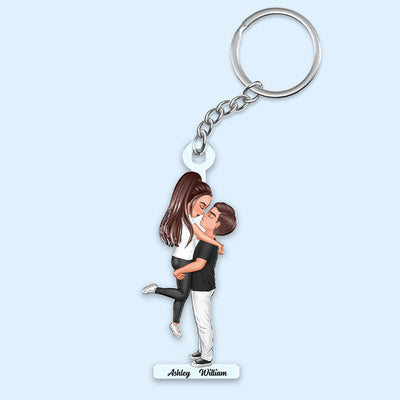 Doll Couple Hugging Kissing Personalized Acrylic Keychain