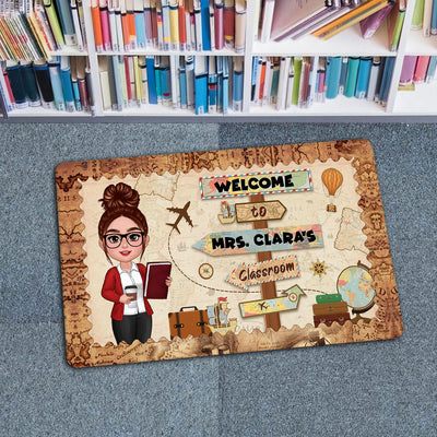 Welcome To Teacher Classroom Adventure Explore The World Personalized Doormat