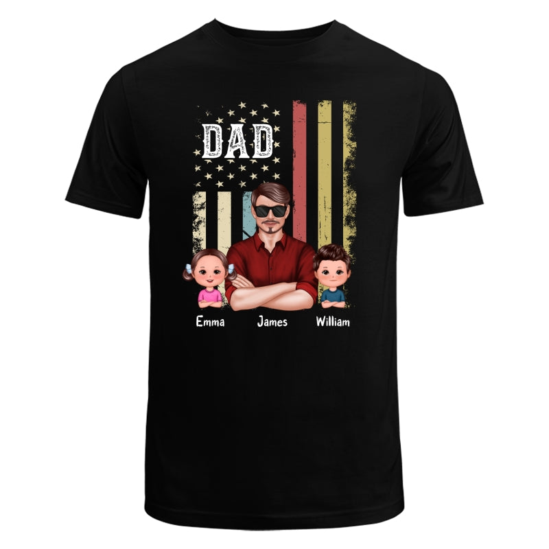 Dad Grandpa Flag Man & Doll Kids Personalized Shirt