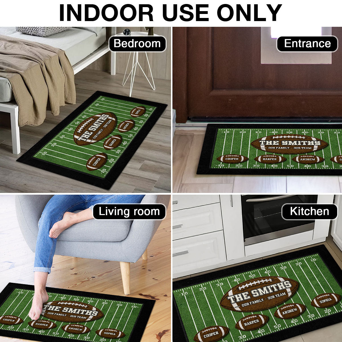 Our Family Our Team Football - Personalized Doormat - Gift for Football Families