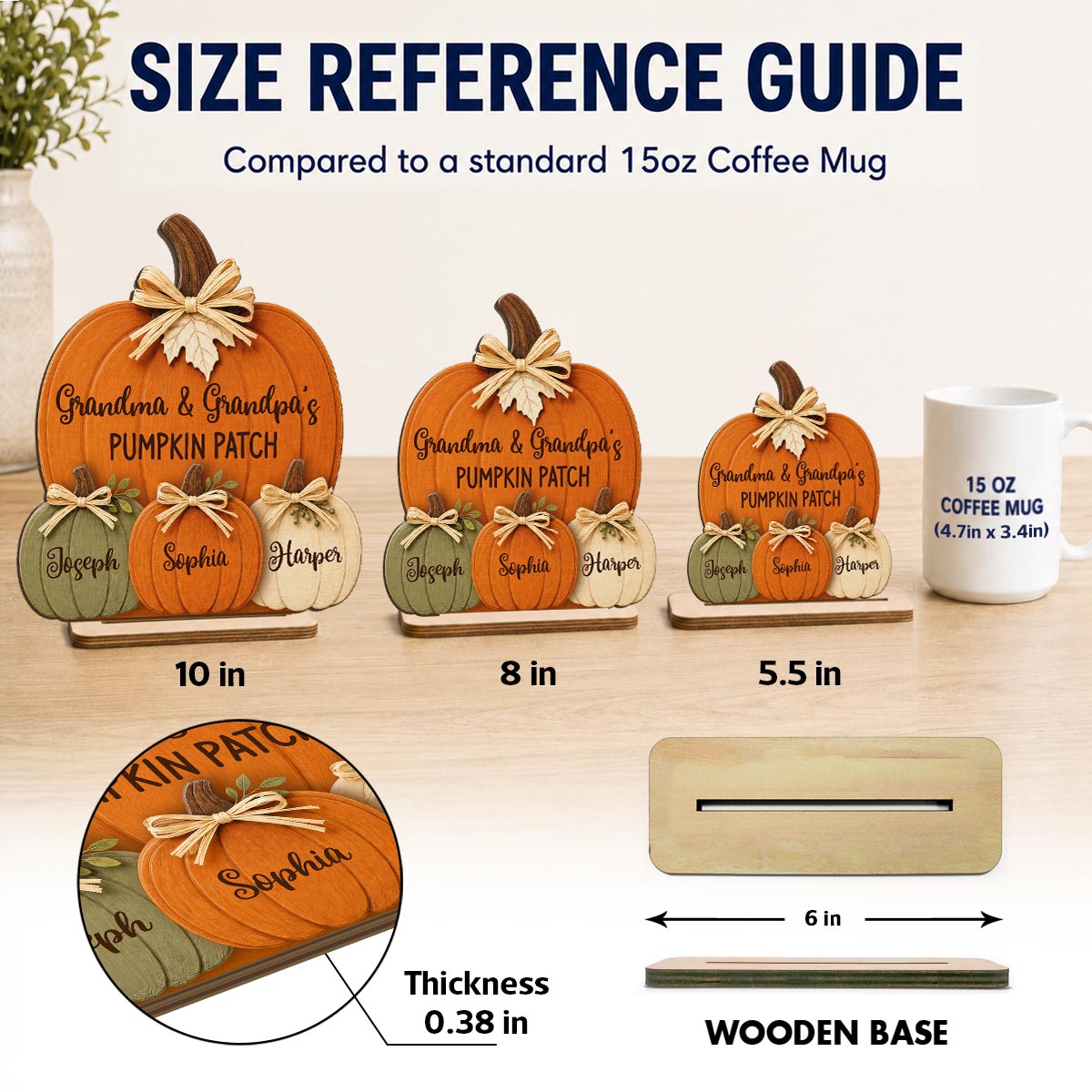 Grandma & Grandpa's Pumpkin 2D Flat Printed - Personalized 2-Layered Wooden Plaque - Fall Season Decor For Grandparents