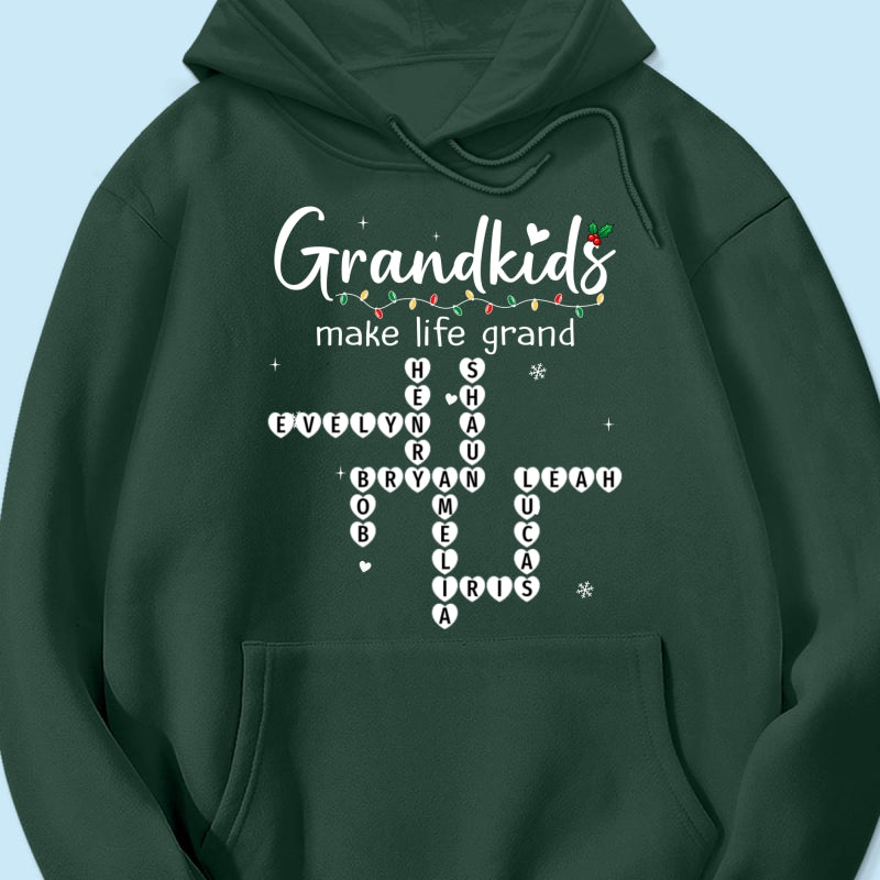 Grandkids Make Life Grand Crossword Puzzle Art - Personalized Shirt - Christmas Gift For Grandma