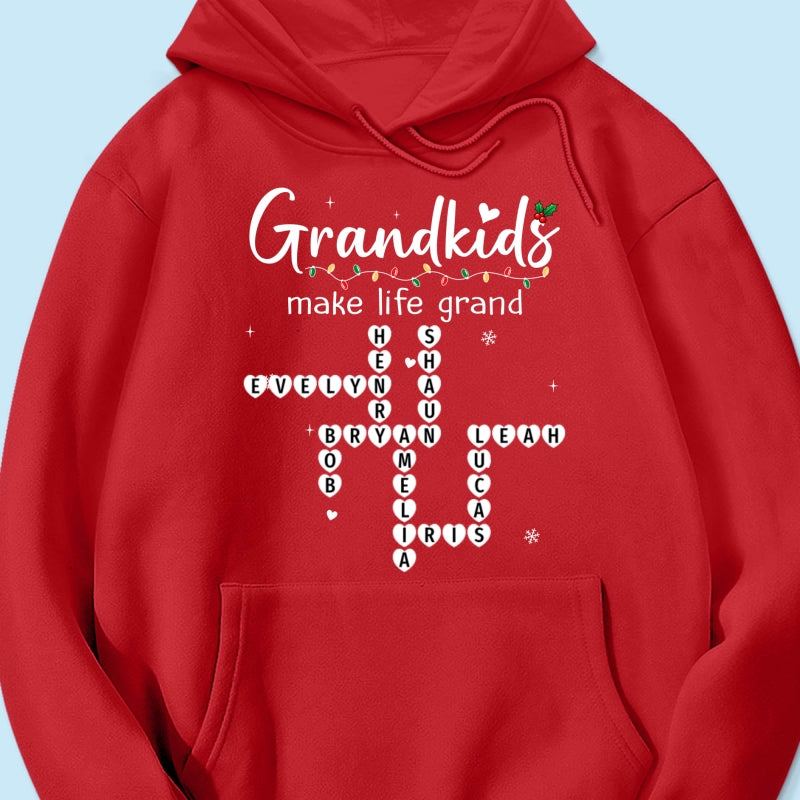 Grandkids Make Life Grand Crossword Puzzle Art - Personalized Shirt - Christmas Gift For Grandma