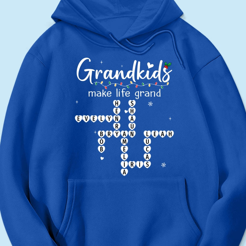 Grandkids Make Life Grand Crossword Puzzle Art - Personalized Shirt - Christmas Gift For Grandma