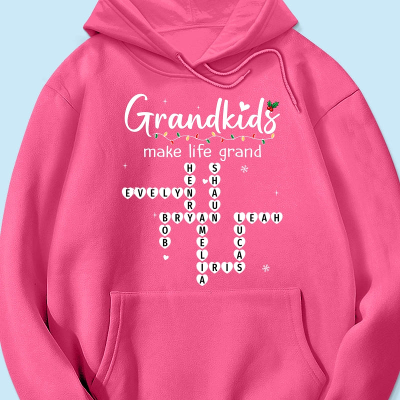 Grandkids Make Life Grand Crossword Puzzle Art - Personalized Shirt - Christmas Gift For Grandma