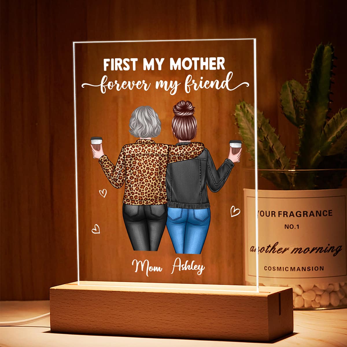 First Mother Forever Friends Back View Women Personalized Acrylic LED Night Light