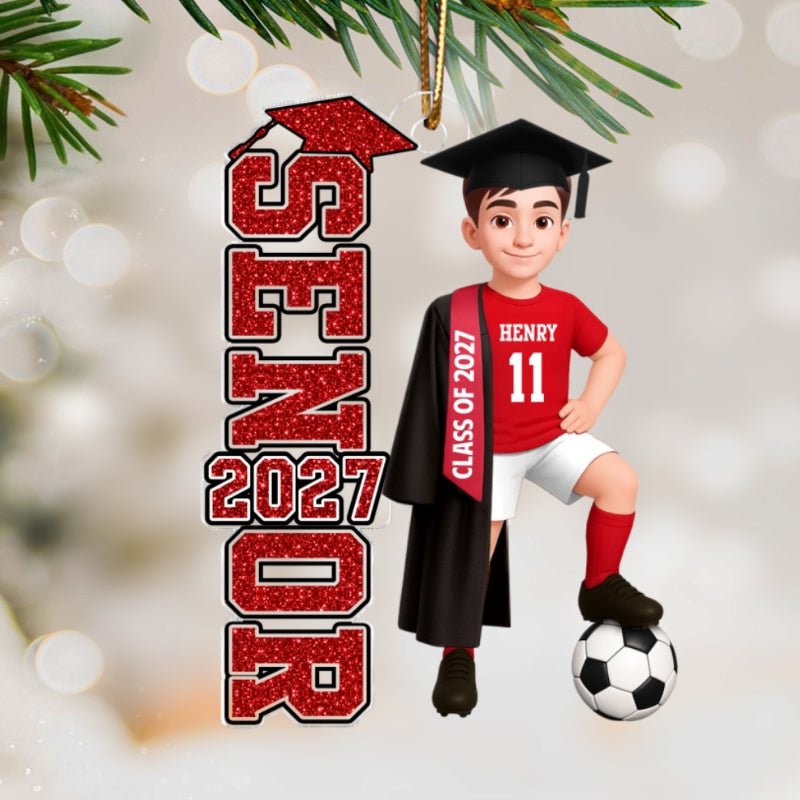 Soccer Senior 2026 2027 - Personalized Acrylic Ornament - Christmas Gift For Seniors, Daughter, Son, Granddaughters, Grandsons