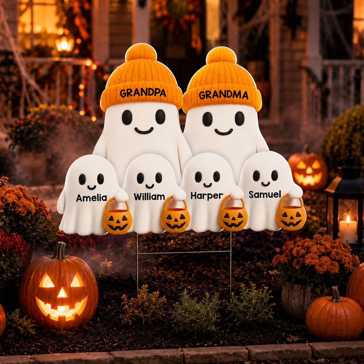Halloween Cute Grandpa Grandma's Boo Crew - Personalized Yard Sign - Halloween Decor For Grandparents