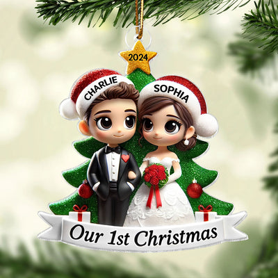 Our First Christmas Married Wedding Couple 2D Flat Acrylic Ornament, MR. & MRS. Gift