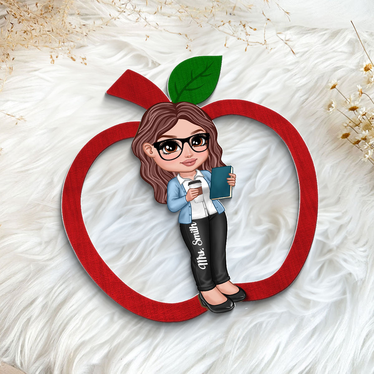 Y2K Style Teacher Apple Personalized 2-Layer Wooden Plaque, Gift For Teacher, Appreciation Gift