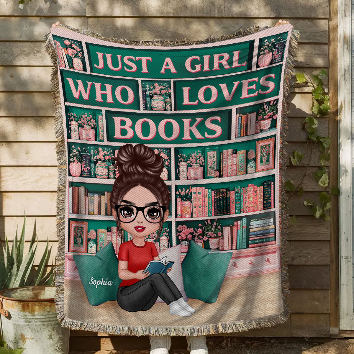 Just A Girl Who Loves Books Reading Blanket For Book Lovers Personalized Tapestry Woven Blanket