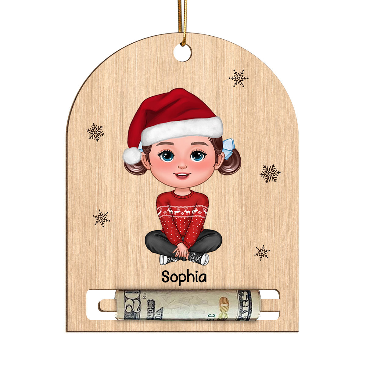 Christmas Gift For Family Member Personalized Wooden Money Holder Ornament