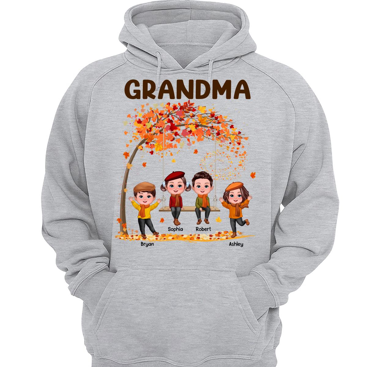 Kids Playing Ourdoor Autumn Fall Season Grandma Mom Personalized Shirt