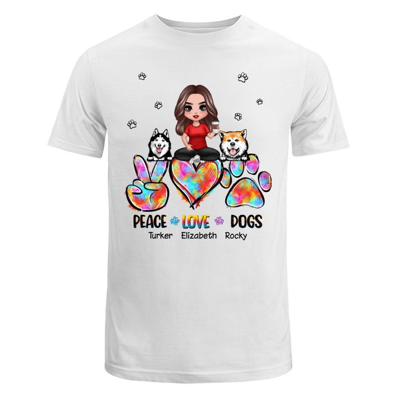 Peace Love Dog Mom Sitting Personalized Shirt