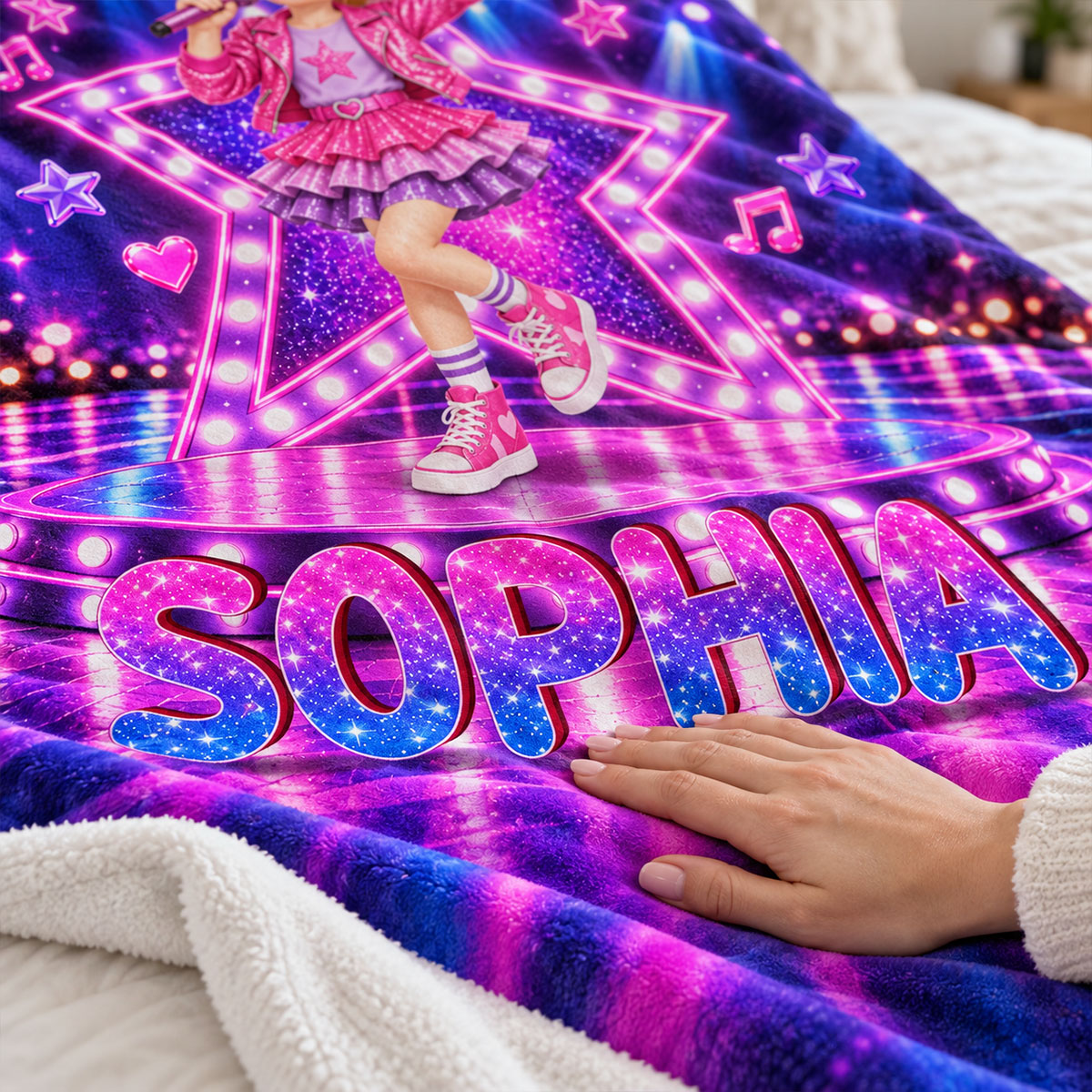 Pretty Girl Pop Star - Personalized Fleece Blanket - Gift For Daughter, Granddaughter