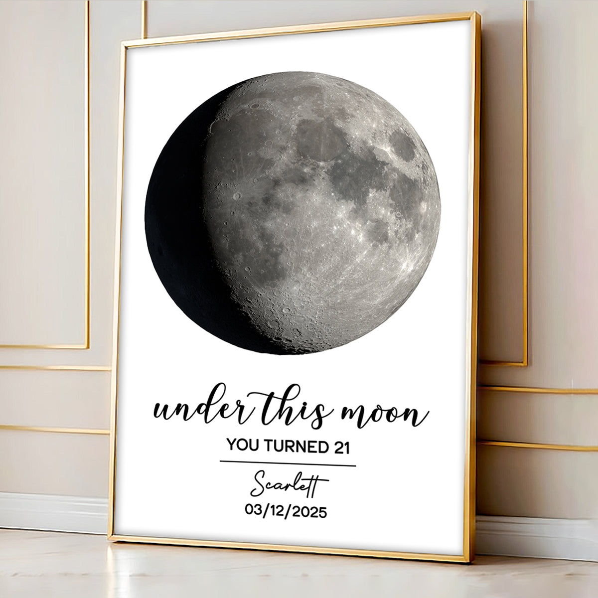 Under This Moon Custom Moon Phase And Message Personalized Poster, Birthday Gift, Anniversary Gift, Wedding Gift