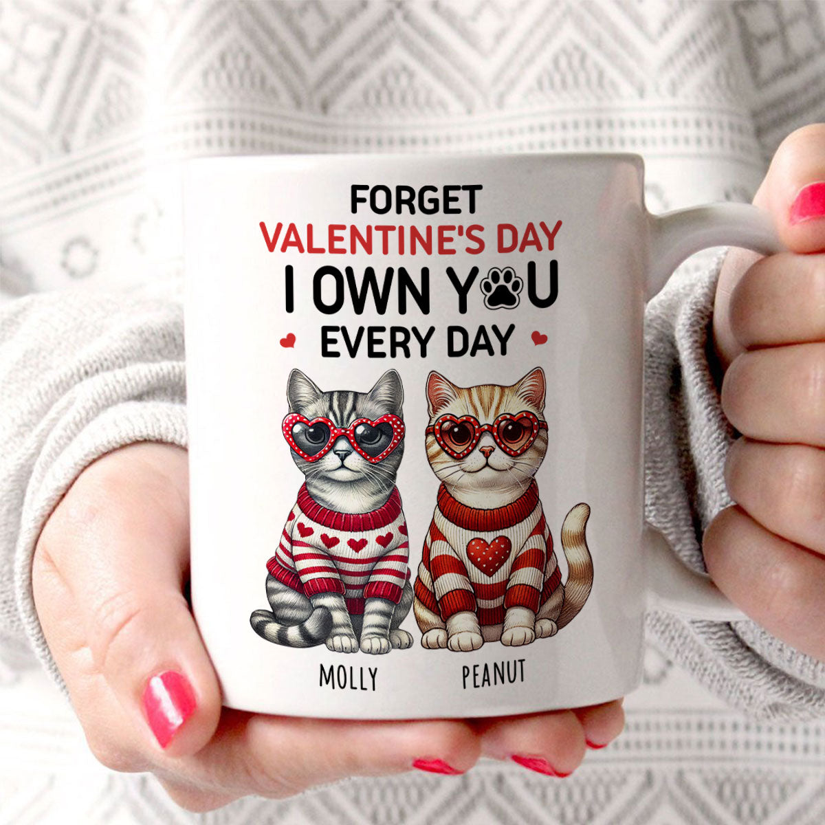 Forget  We Own You Every Day,  Cat Mom Personalized Mug, Gift for Cat lovers