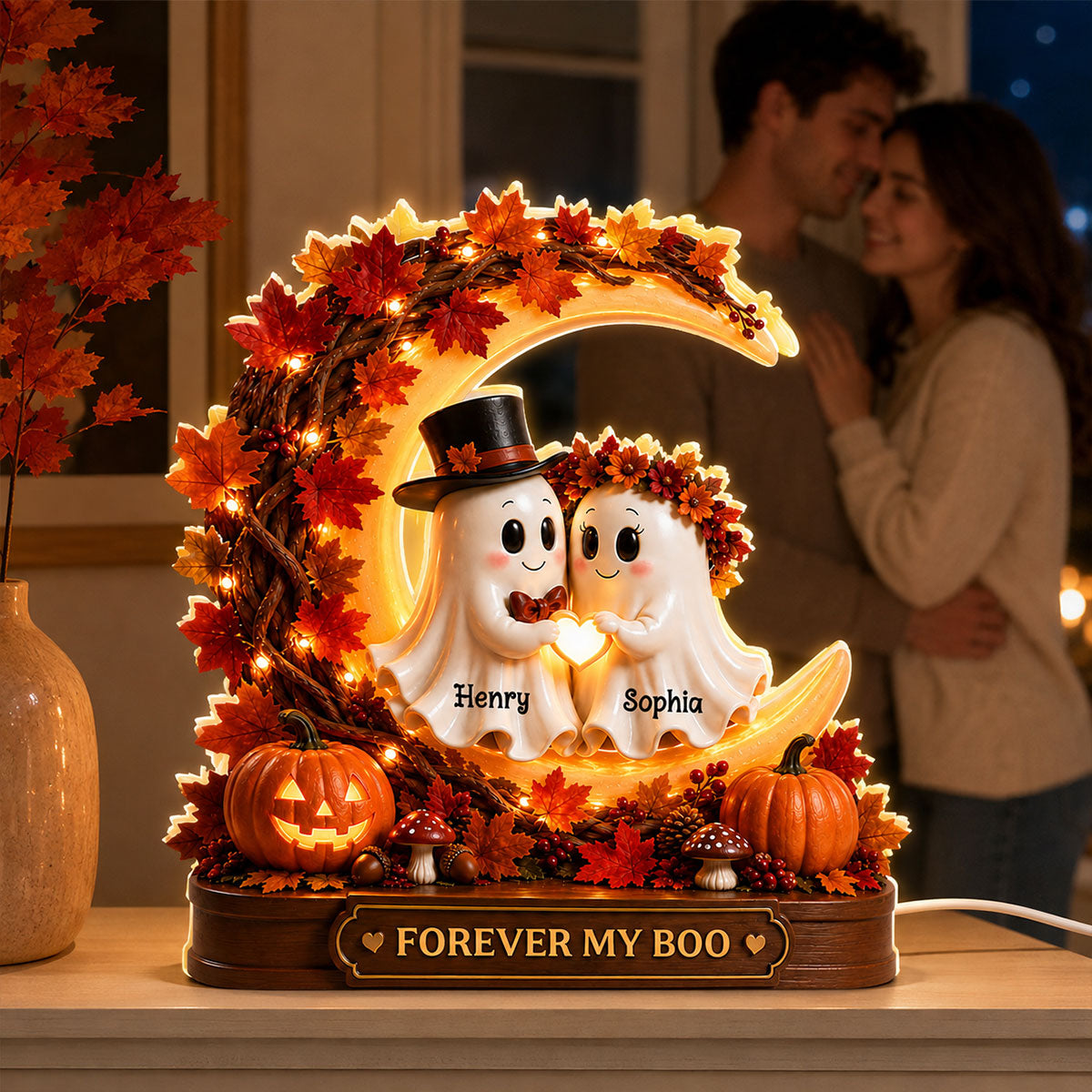 Forever My Boo Ghost Couple - Personalized Light Box - Halloween Fall Season Gift For Him, Her
