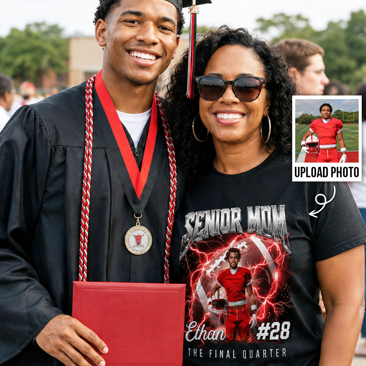 Trending Senior Football Mom Upload Photo - Personalized Shirt - Senior Night, Game Day Gift