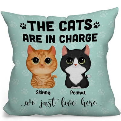 The Cats Are In Charge Watercolor Cute Cats Gift For Cat Lovers Personalized Pillow