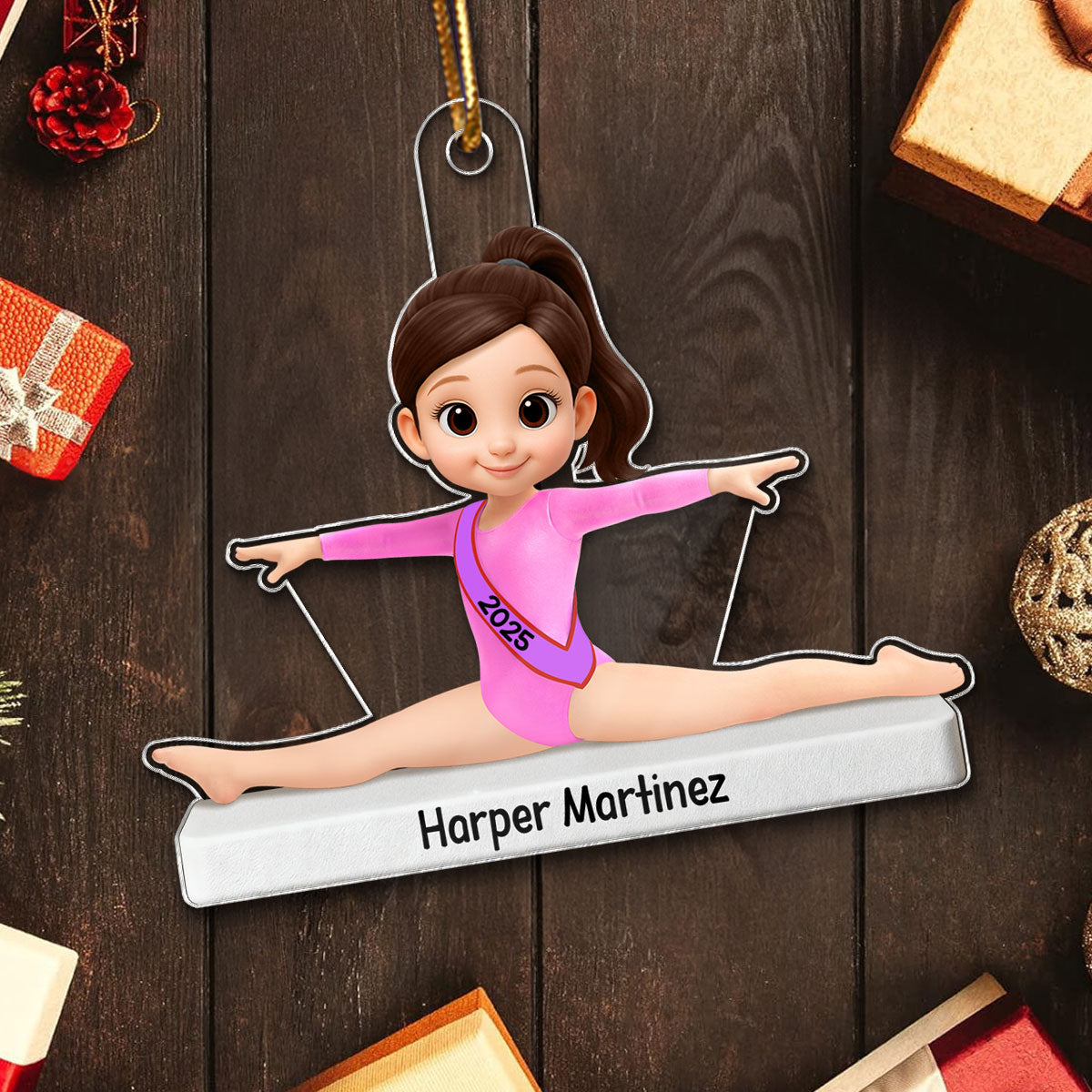 3D Effect Gymnastic Little Girl Front Split Pose - Personalized Acrylic Ornament - Gymnast Gift For Daughter, Granddaughter