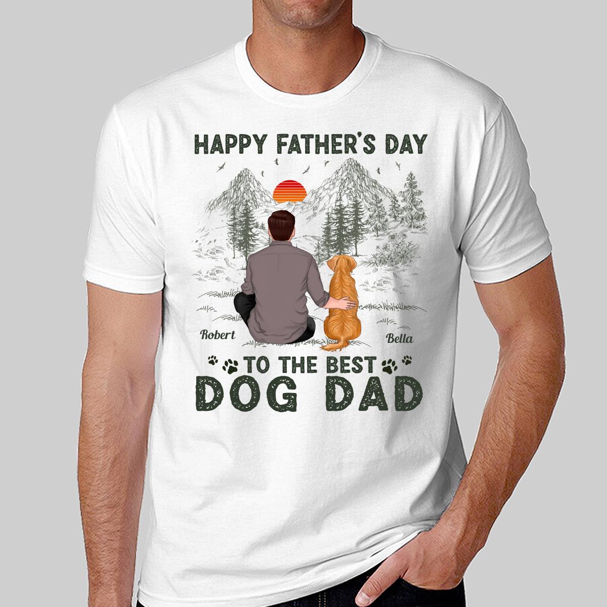 Happy Father‘s Day Dog Dad Outline Personalized Shirt