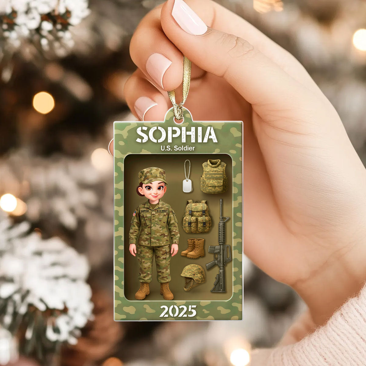 Army Action Figure 3D Effect - Personalized Acrylic Ornament - Special Chritsmas Gift For The Brave Soldier