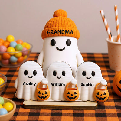 Grandma Boo Crew Halloween Decor - Personalized 2-Layered Wooden Plaque - Gift For Grandmas