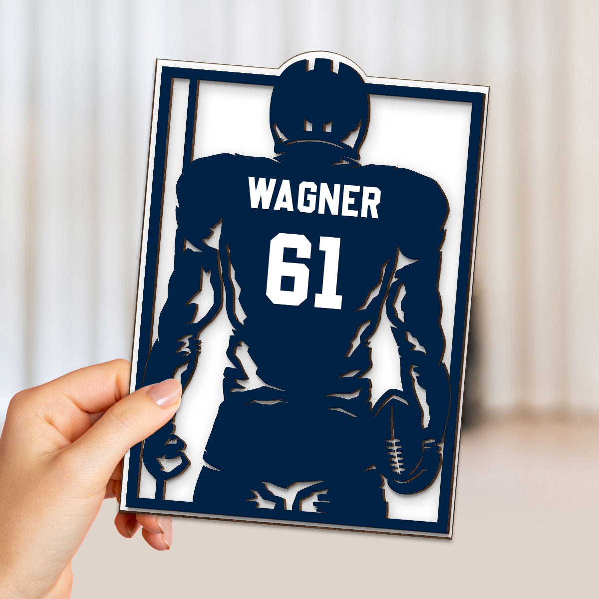 Custom Football Player Gift For High School Senior Gift For Football Coach Personalized 2-Layer Wooden Plaque