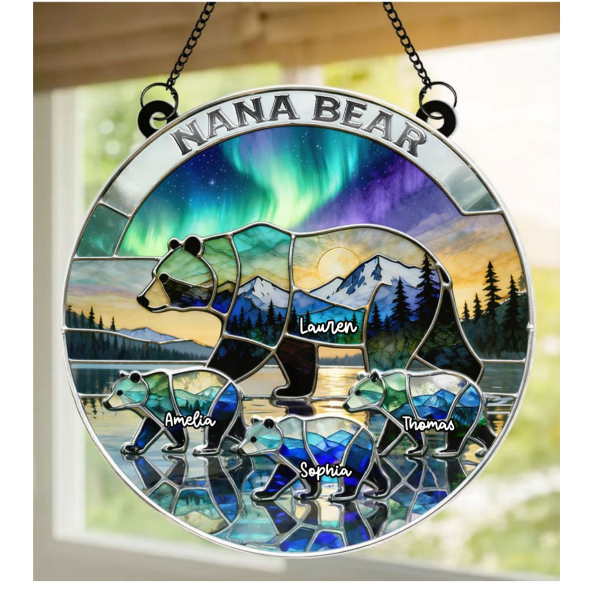 Mama Bear - Personalized Acrylic Window Hanging - Heartfelt Mother's Day Gift for Mom, Wife
