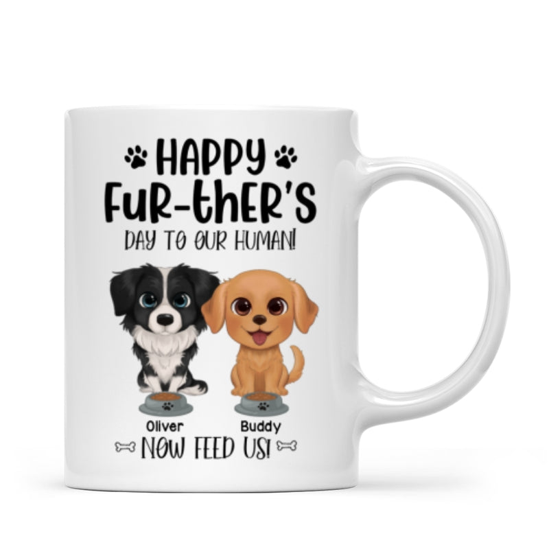Watercolor Cute Dogs Happy Fur-ther‘s Day To My Human Gift For Dog Dad Personalized Mug