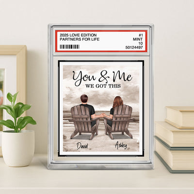 Couple Back View At Beach Trading Card Style Personalized Acrylic Block Plaque, Gift For Him, Gift For Her
