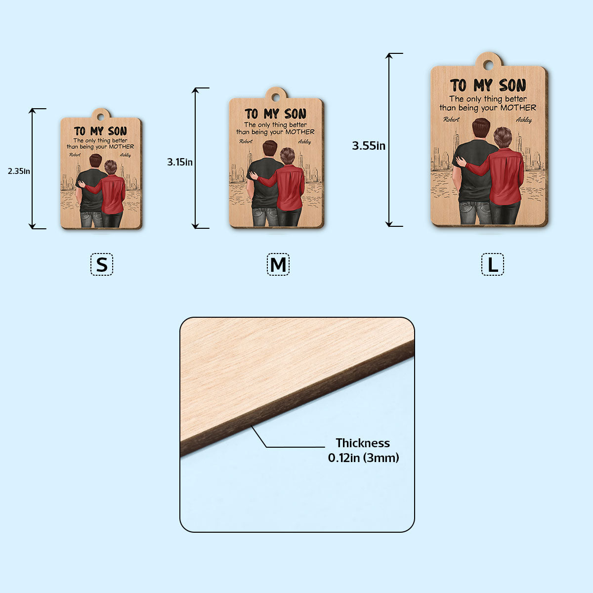 From Mom To Son Watching You Be A Dad Personalized Wooden Keychain, Gift For Son
