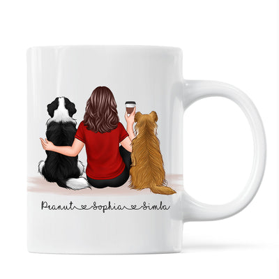 Pet Owner Portrait, Custom Dog Mom Cup Back View Woman & Dogs Personalized Mug Mother‘s Day Gift For Her