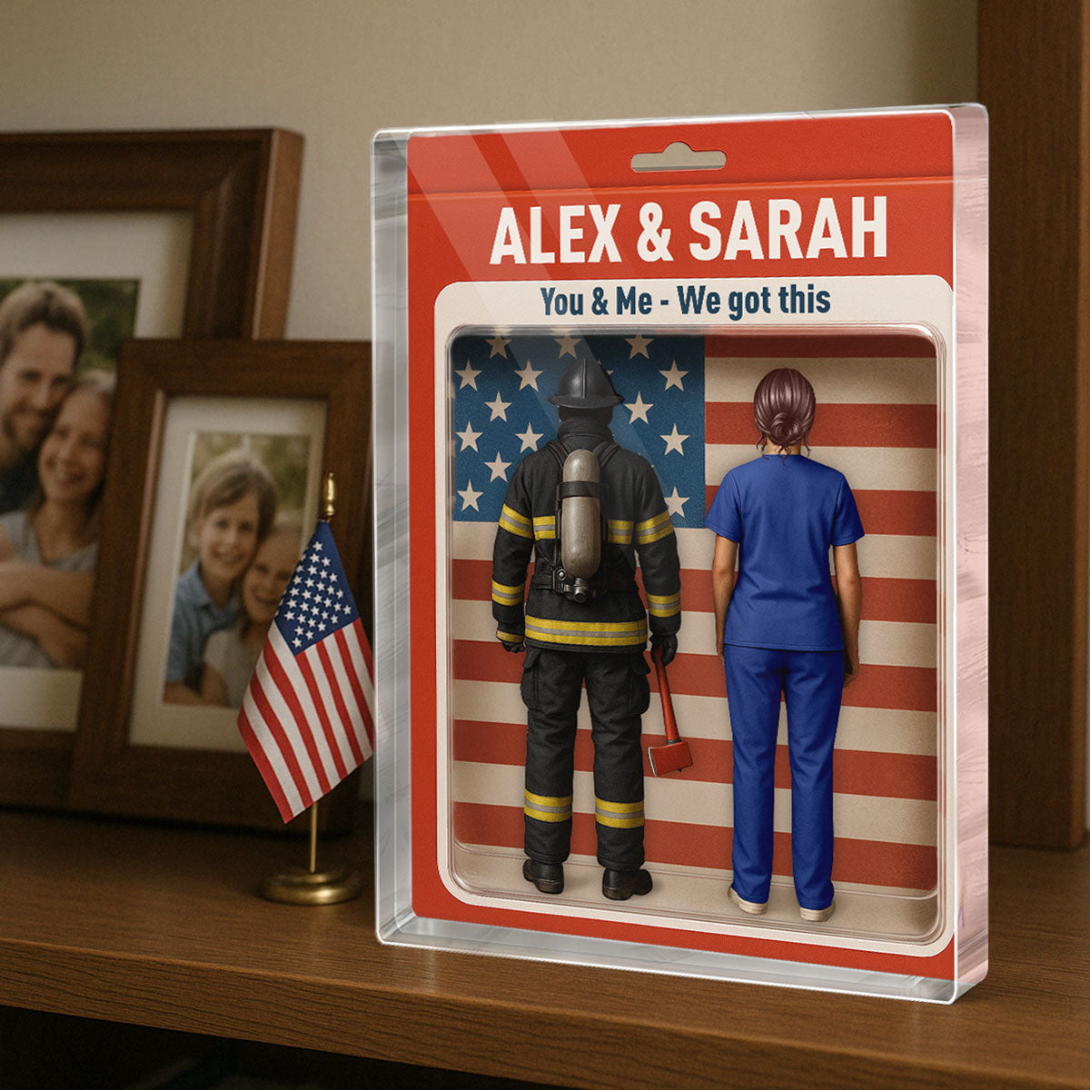 Hero Couple You & Me We Got This Realistic Figures Style Personalized Acrylic Block Plaque