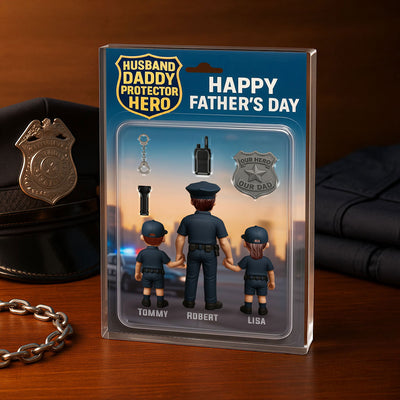 Husband Daddy Protector Hero, Police Custom Figure Personalized Acrylic Block Plaque, Father's Day Gift for Dad, Gift for Husband