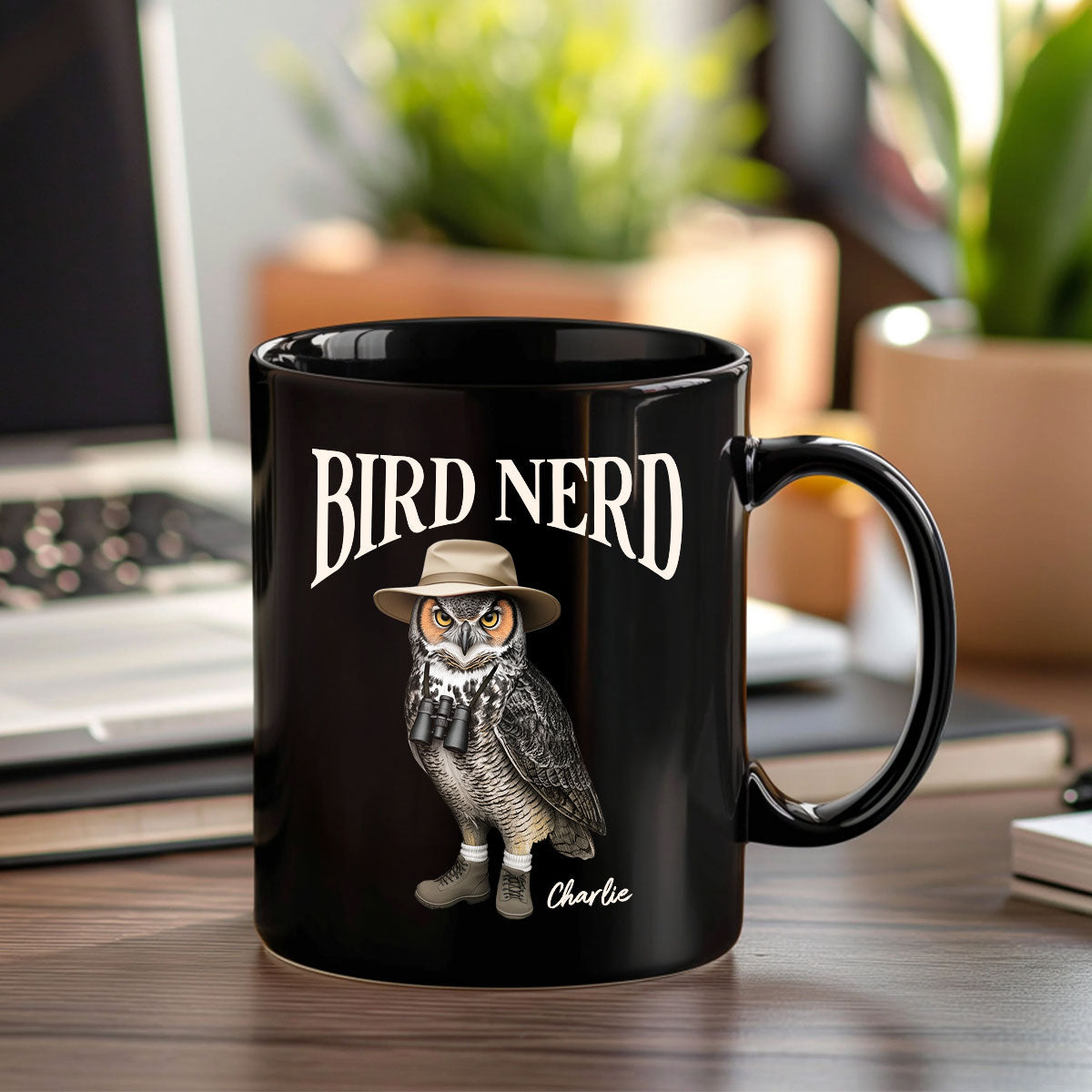 Bird Nerd Funny Bird Watcher, Bird Twitcher Gift for Bird Lover Personalized Black Mug
