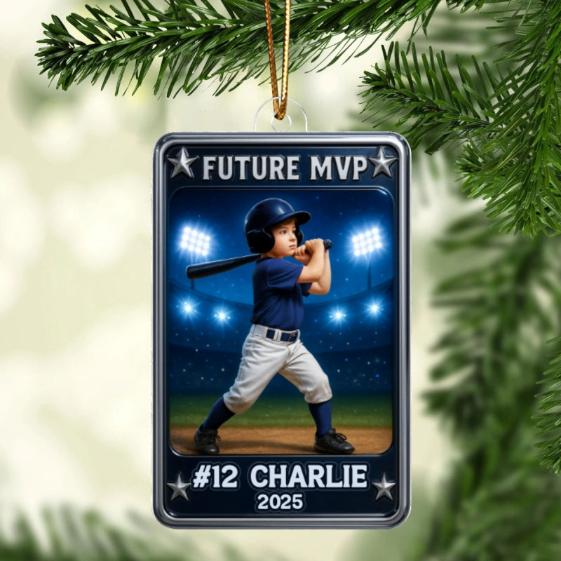 Future MVP Baseball Softball Card - Personalized Acrylic Ornament - Christmas Gift for Sons, Daughters, Grandkids