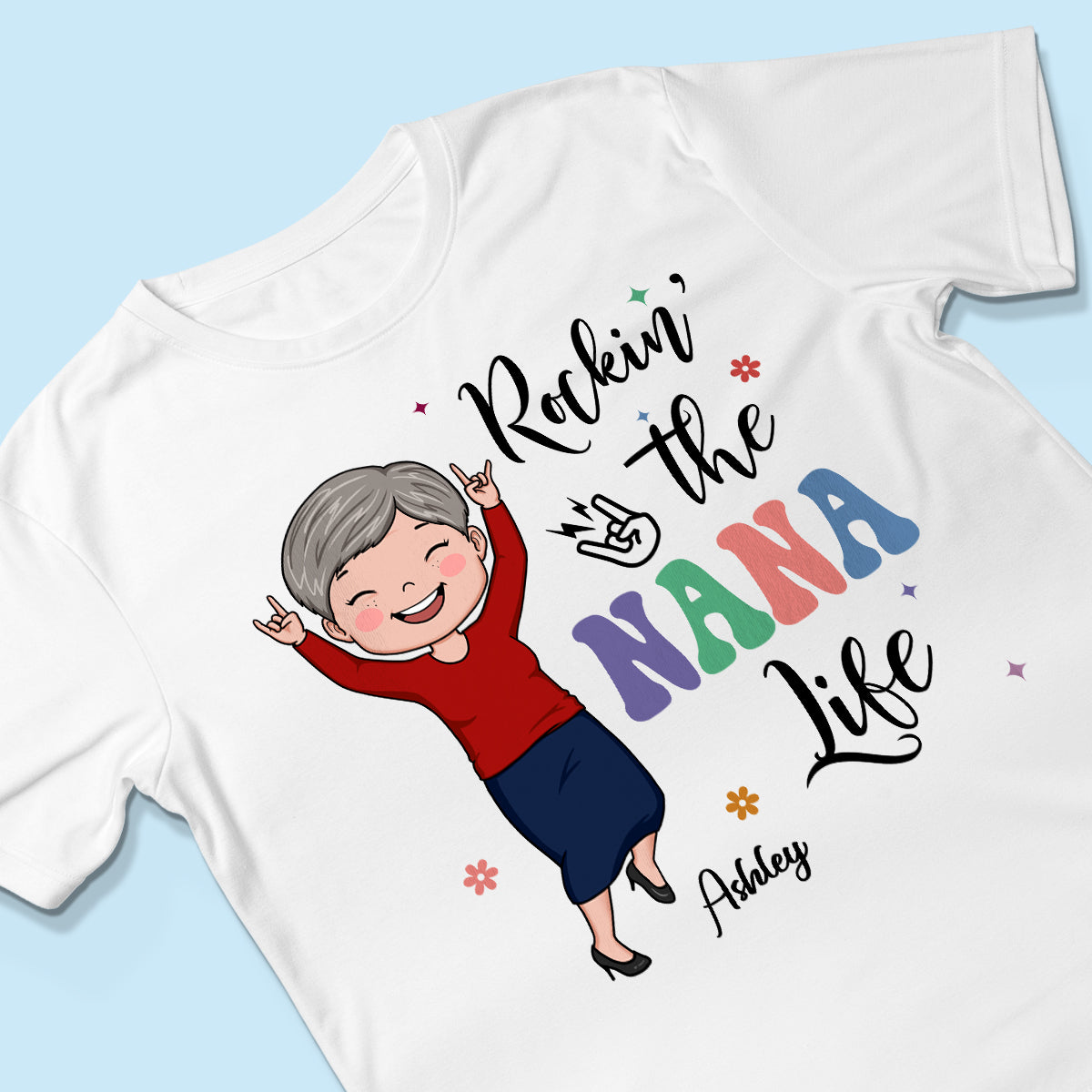 Rockin' The Nana Life Vector Woman Retro Style Personalized Shirt