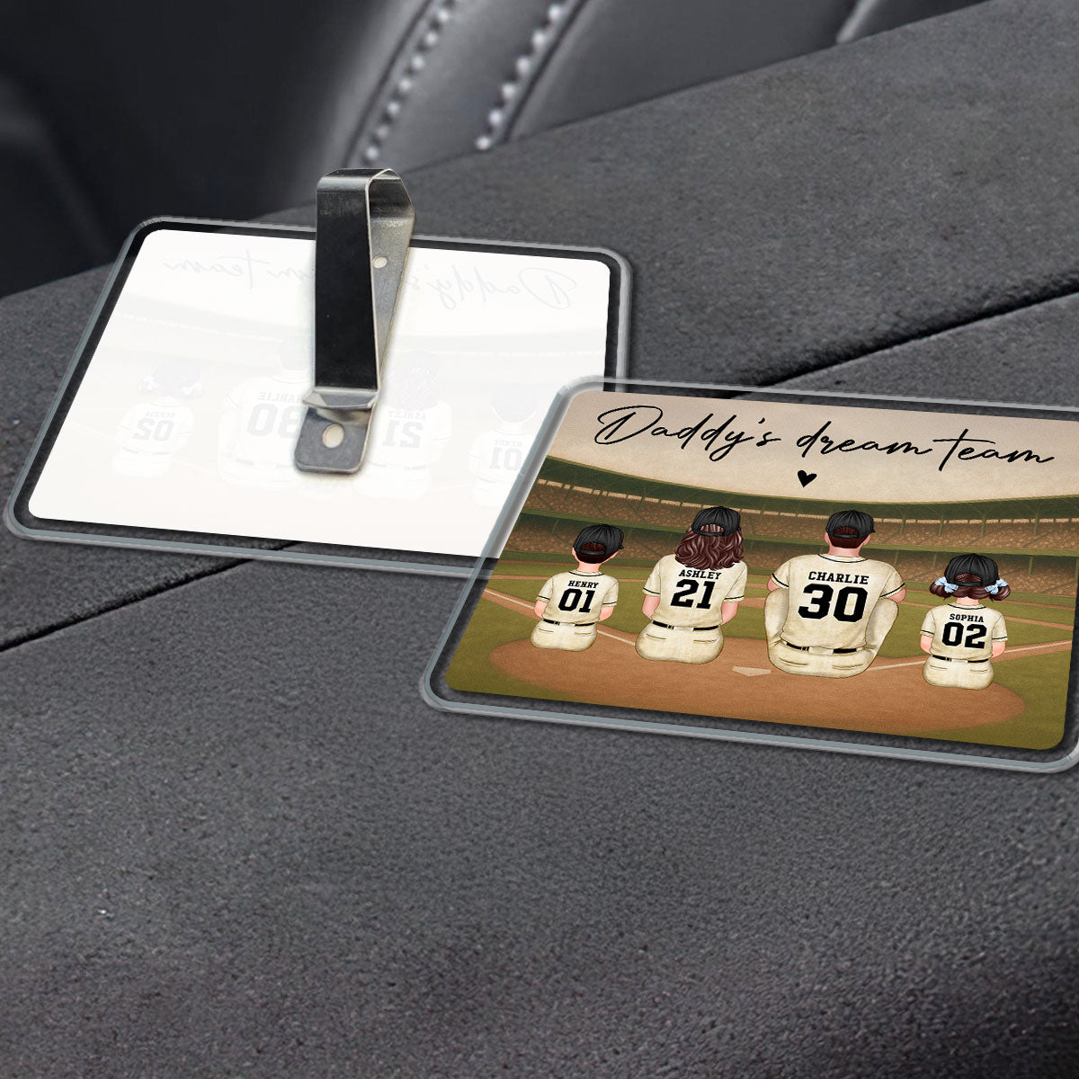 Retro Vintage Baseball Daddy's Dream Team Personalized Acrylic Car Visor, Gift For Dad