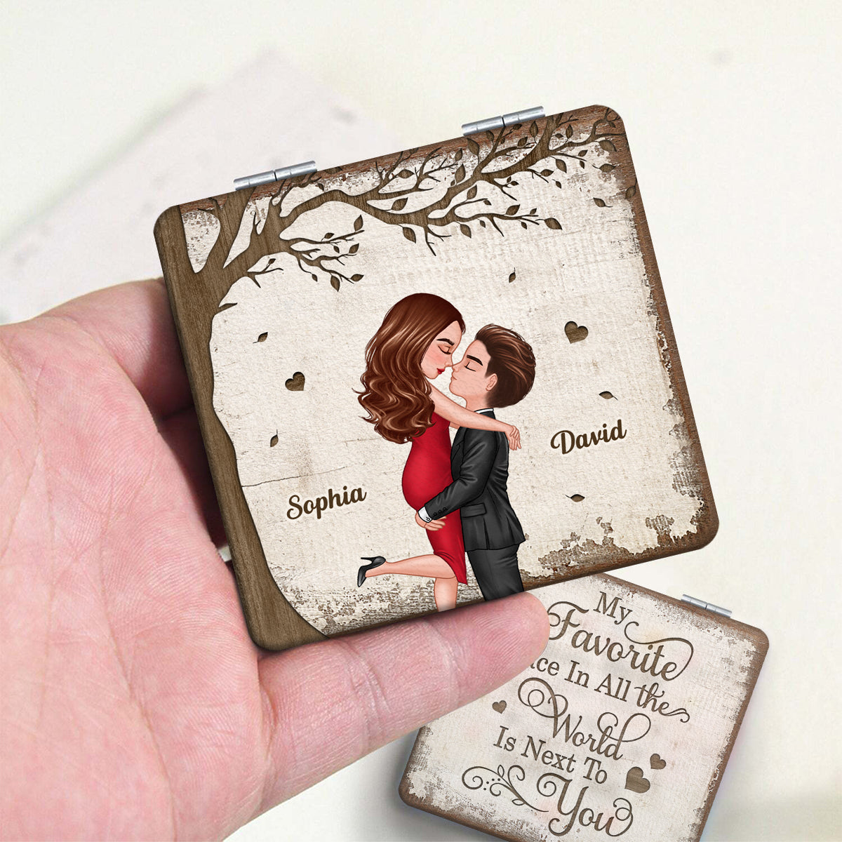 Favorite Place In The World Couple Kissing Personalized Compact Mirror