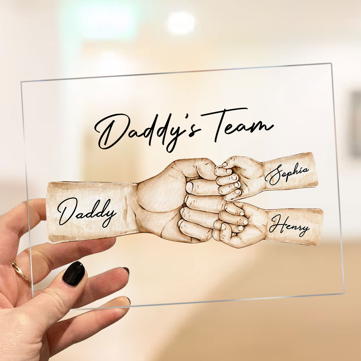 Daddy's Team Fist Bump Personalized Acrylic Plaque